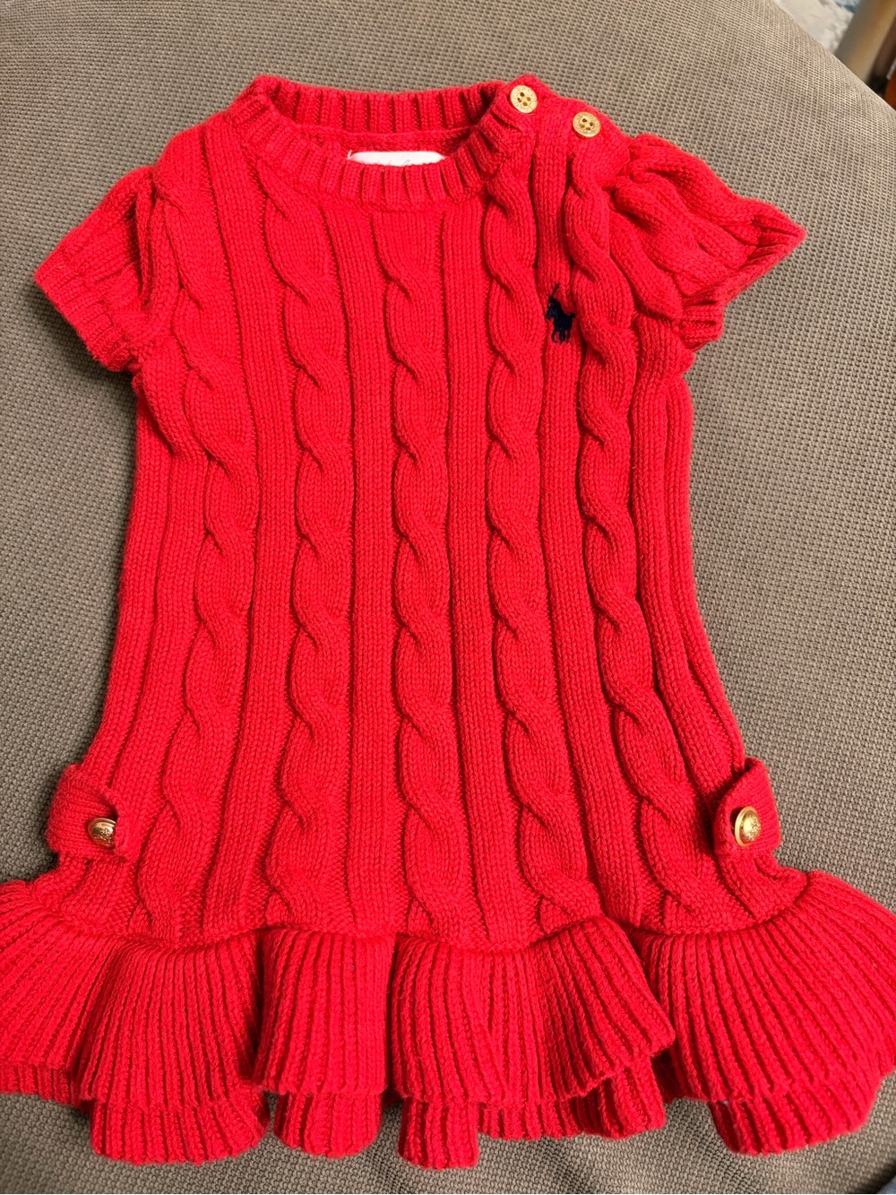 Ralph Lauren Red Cable Knit Baby Sweater